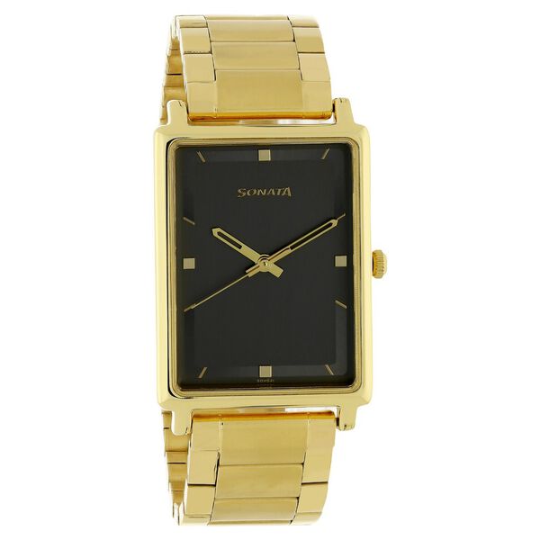 Sonata Quartz Analog Anthracite Dial Stainless Steel Strap Watch for Men - image number 1