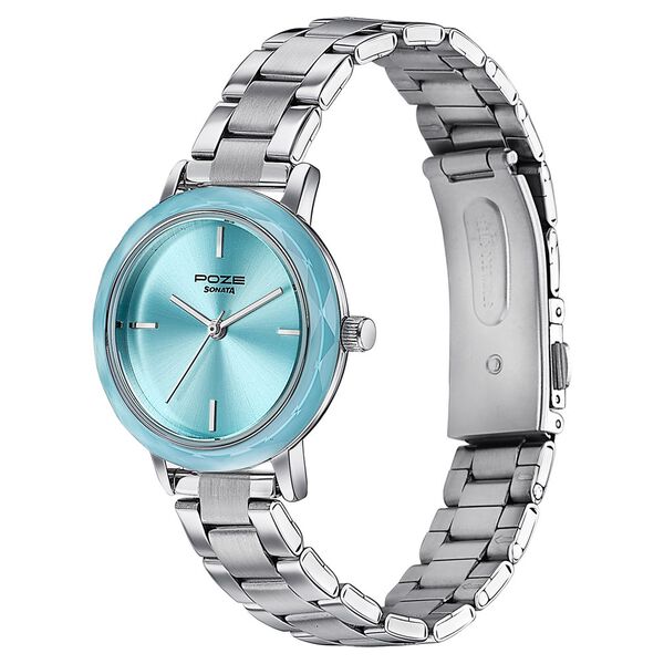 Sonata Poze Quartz Analog Blue Dial Stainless Steel Strap Watch For Women - image number 4