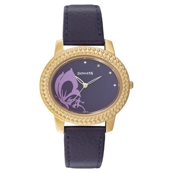Sonata Quartz Analog Purple Dial Strap Watch for Women - image number 0