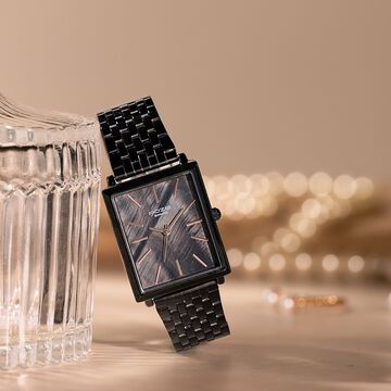 Sonata Poze Quartz Analog Black Dial Metal Strap Watch For Women
