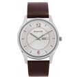 Sonata Quartz Analog with Day and Date White Dial Leather Strap Watch for Men