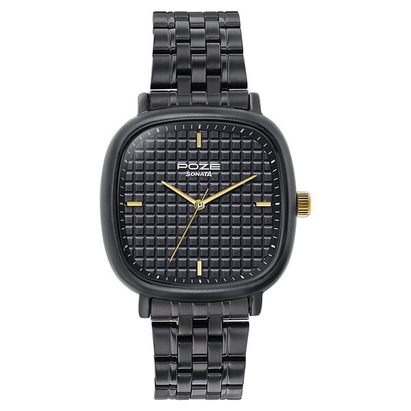 Sonata Poze Quartz Analog Black Dial Black Colour Stainless Steel Strap Watch For Men - image number 2