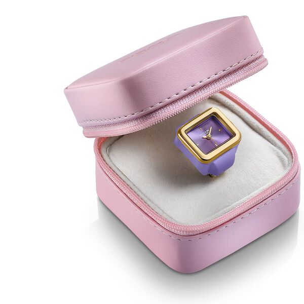 Ring Watch By Sonata Quartz Analog Purple Dial Golden Metal Strap Watch For Women - image number 5