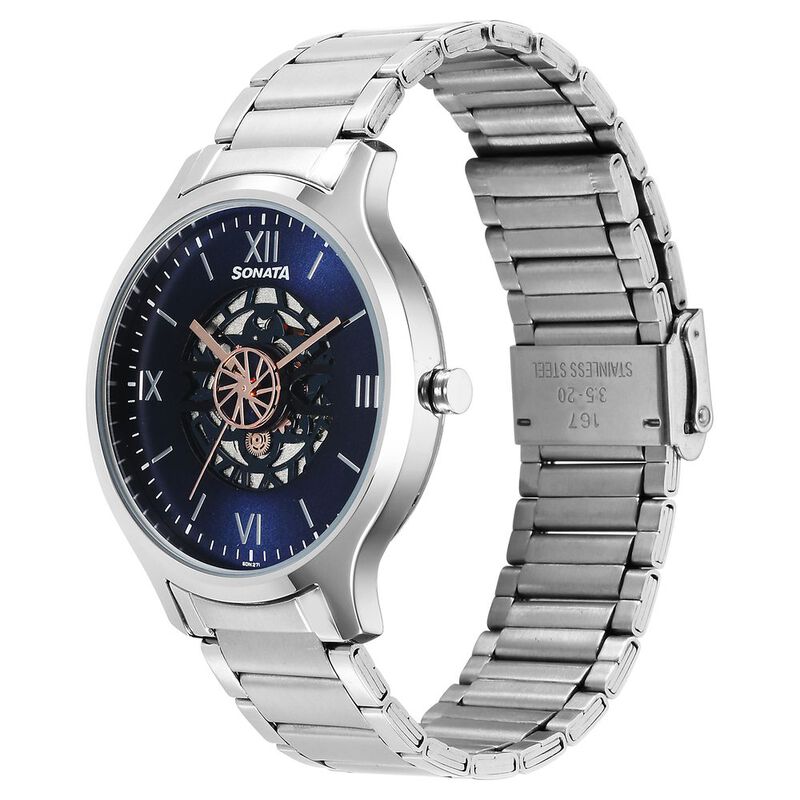 Sonata Unveil Quartz Multifunction Blue Dial Stainless Steel Strap Watch for Men - image number 1