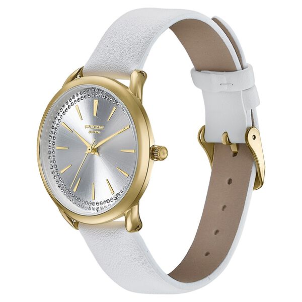 Sonata Poze Quartz Analog Silver Dial Leather Strap Watch For Women - image number 2