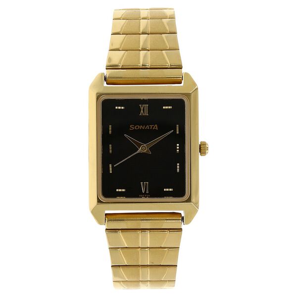 Sonata Quartz Analog Black Dial Metal Strap Watch for Men - image number 0