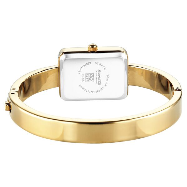 Sonata Aura Quartz Analog White Mother of Pearl Dial Golden Stainless Steel Strap Watch For Women - image number 3