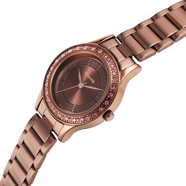 Sonata Quartz Analog Brown Stainless Steel Strap for Women - image number 2