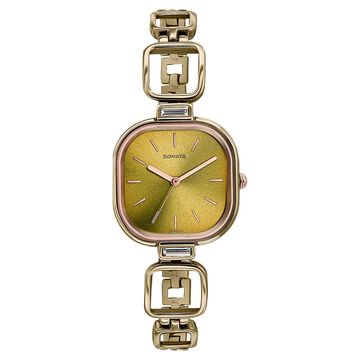 Sonata Colours of Earth Quartz Analog Brown Dial Metal Strap Watch For Women