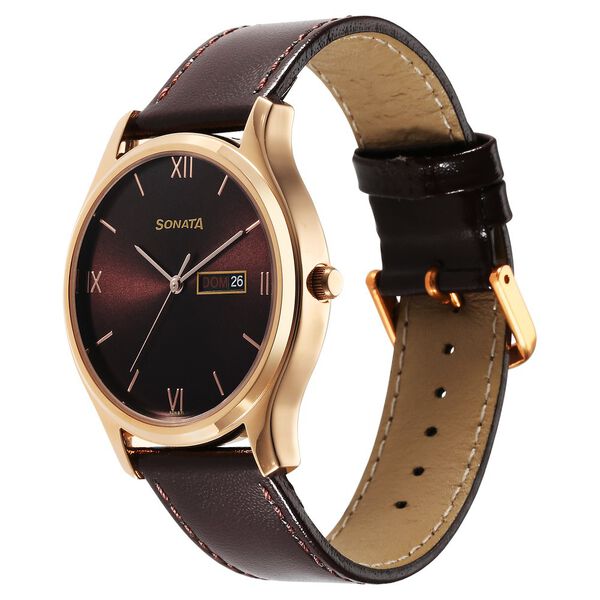 Sonata Quartz Analog with Day and Date Brown Dial Watch for Men - image number 1