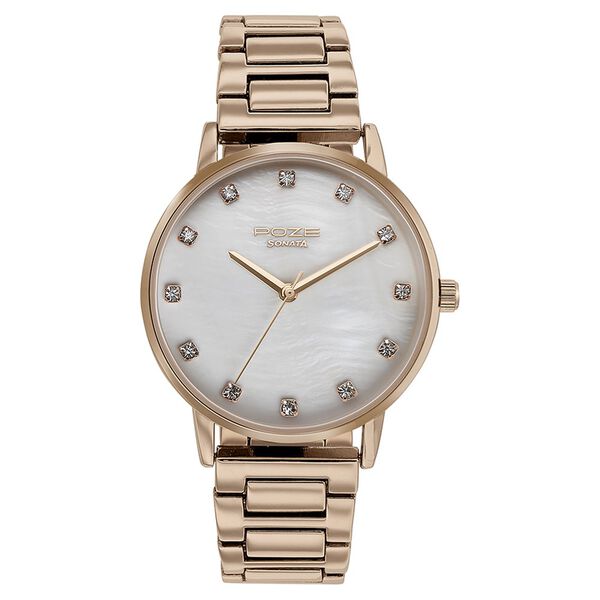 Sonata Poze Quartz Analog White Dial Metal Strap Watch for Women - image number 1