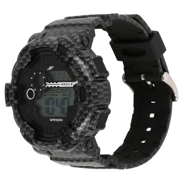 SF Quartz Analog Digital Black Dial Plastic Strap Watch for Men - image number 1