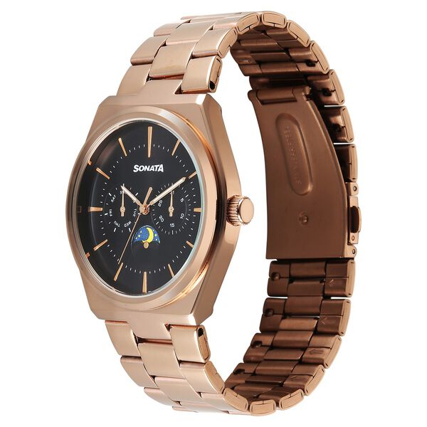 Sonata Festive Quartz Analog Black Dial Metal Strap Watch For Men - image number 2