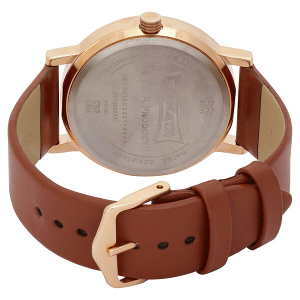 Sonata Quartz Analog with Day and Date Brown Dial Leather Strap Watch for Men - image number 4