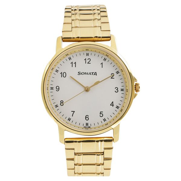 Sonata Quartz Analog White Dial Stainless Steel Strap Watch for Men - image number 0
