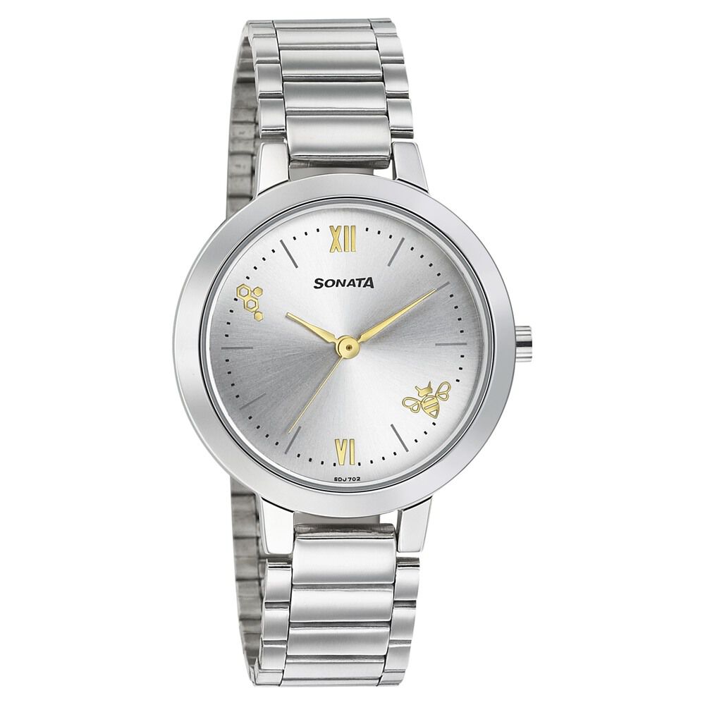 Sonata silver watches for ladies clearance