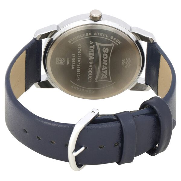 Knot White Dial Leather Strap Watch for Men - image number 4