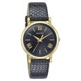 Sonata Glam Gold Quartz Analog Black Dial Leather Strap Watch For Women - image number 1