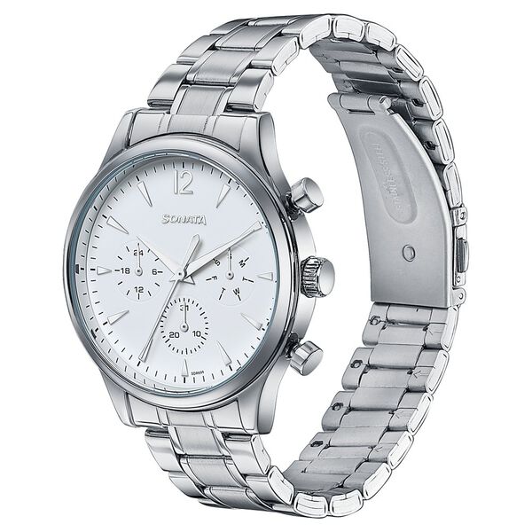 Sonata Wedding Edit Quartz Multifunction Silver Dial Stainless Steel Strap Watch For Men - image number 3