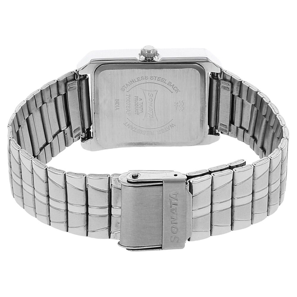 Buy Online Sonata Quartz Analog White Dial Stainless Steel Strap Watch for Men nk7007sm01 Sonata