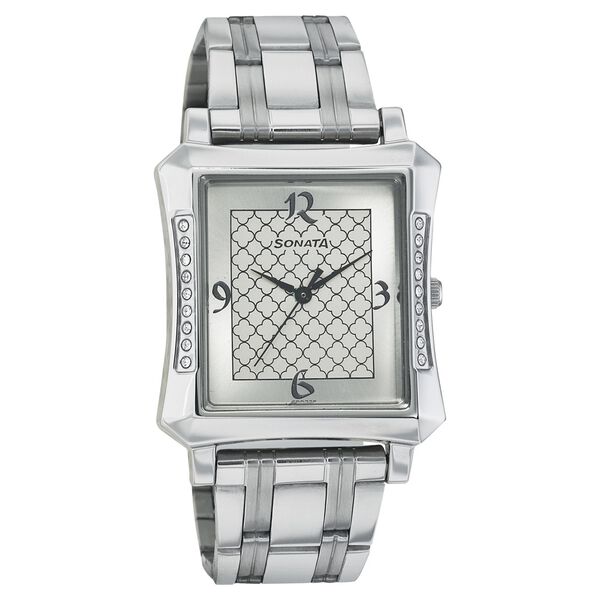 Sonata Quartz Analog Silver Dial Stainless Steel Strap Watch for Men - image number 0