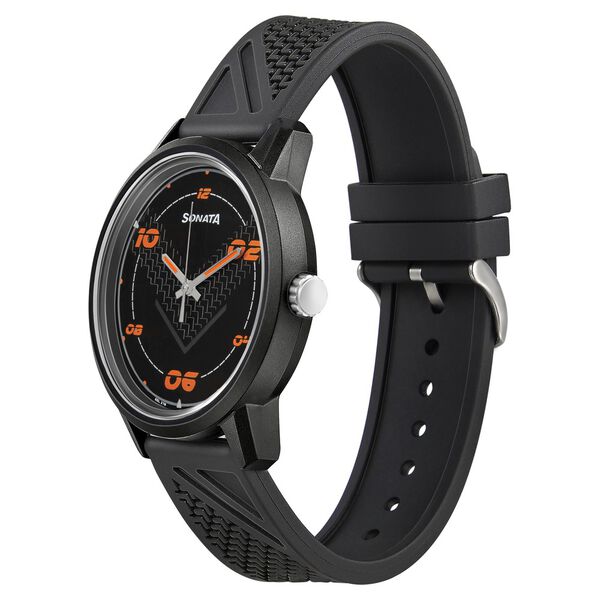 Sonata Quartz Analog Black Dial PU Strap Watch for Men - image number 1