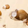 Sonata Poze Quartz Analog Beige Dial Stainless Steel Strap Watch For Women