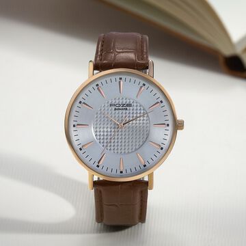 Sonata Poze Quartz Analog Silver Dial Tan Leather Strap Watch For Men