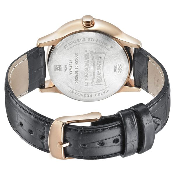 Sonata Quartz Analog Grey Dial Leather Strap Watch for Men - image number 3