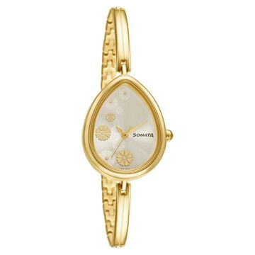 Sonata Wedding Champagne Dial Women Watch With Metal Strap