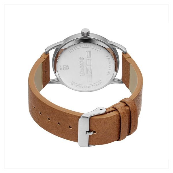 Poze by Sonata Quartz Analog Beige Dial PU Leather Strap Watch for Men - image number 4