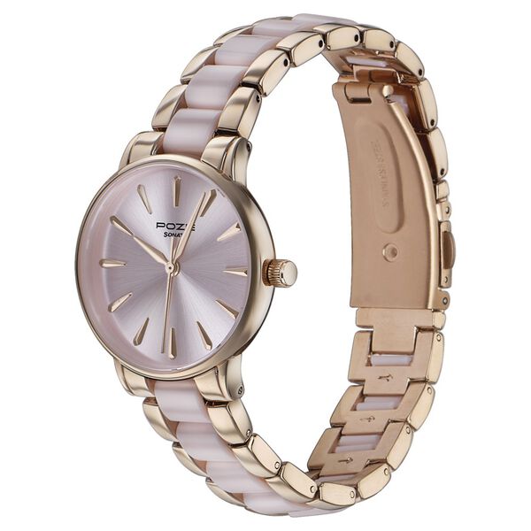 Sonata Poze Quartz Analog Pink Dial Rose Gold Color Metal With Crystal Strap Watch For Women - image number 3