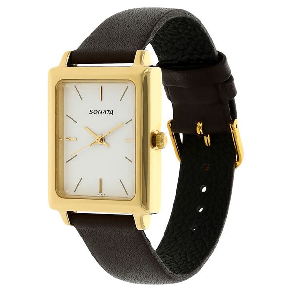 Sonata Quartz Analog White Dial Leather Strap Watch for Men - image number 1
