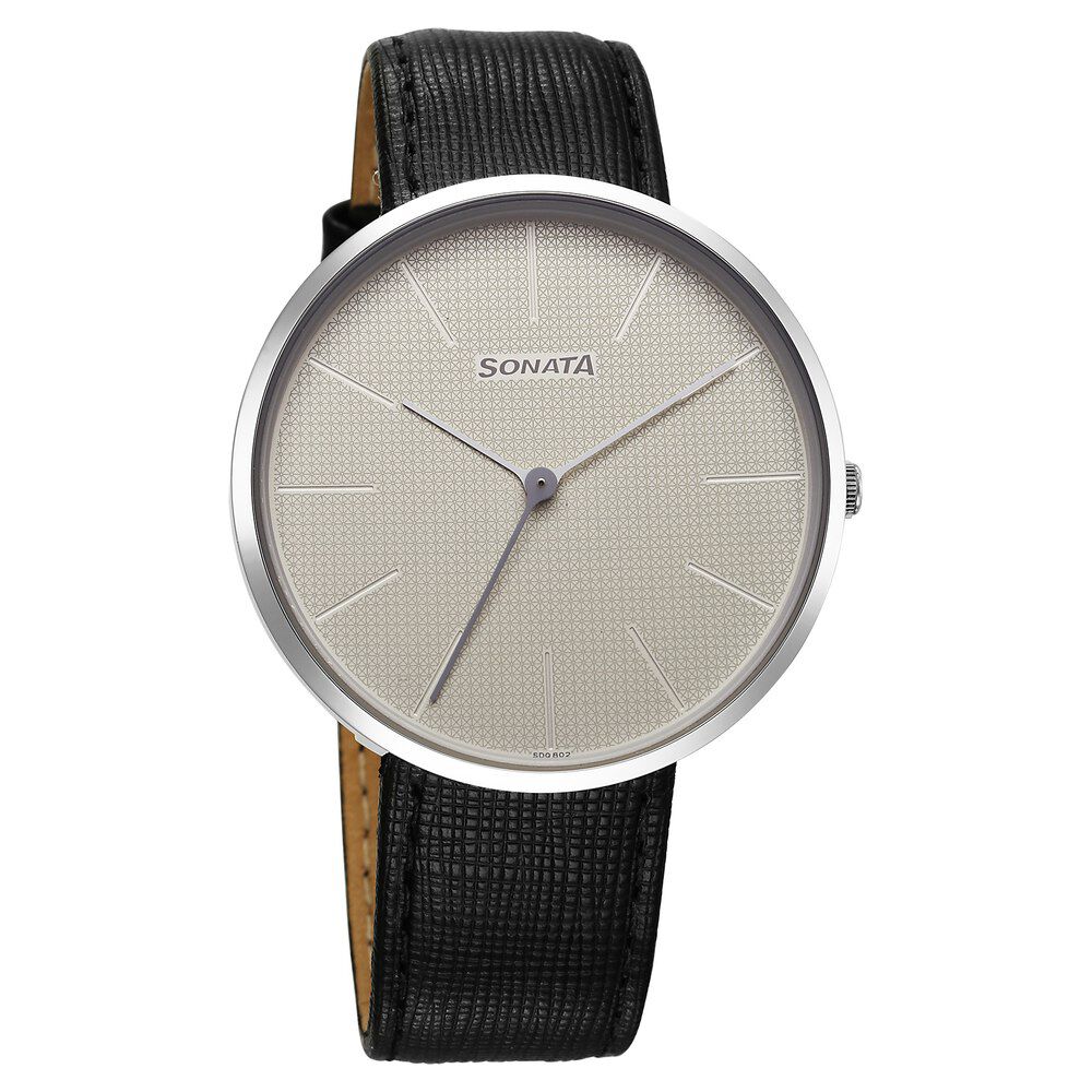 Sonata Ascent Quartz Analog White Dial Leather Strap Watch For Men-image-41