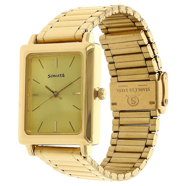 Sonata Quartz Analog Champagne Dial Stainless Steel Strap Watch for Men - image number 1