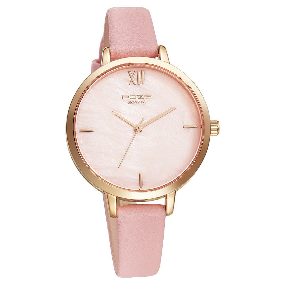 Pink leather watch deals