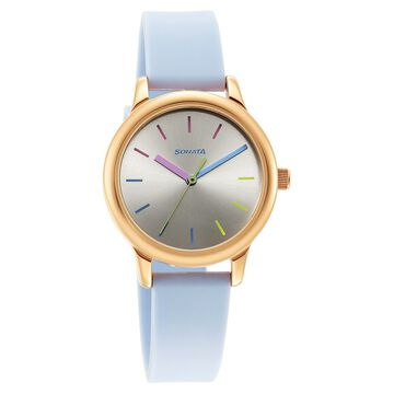 Sonata Splash Silver Dial Women Watch With Plastic Strap
