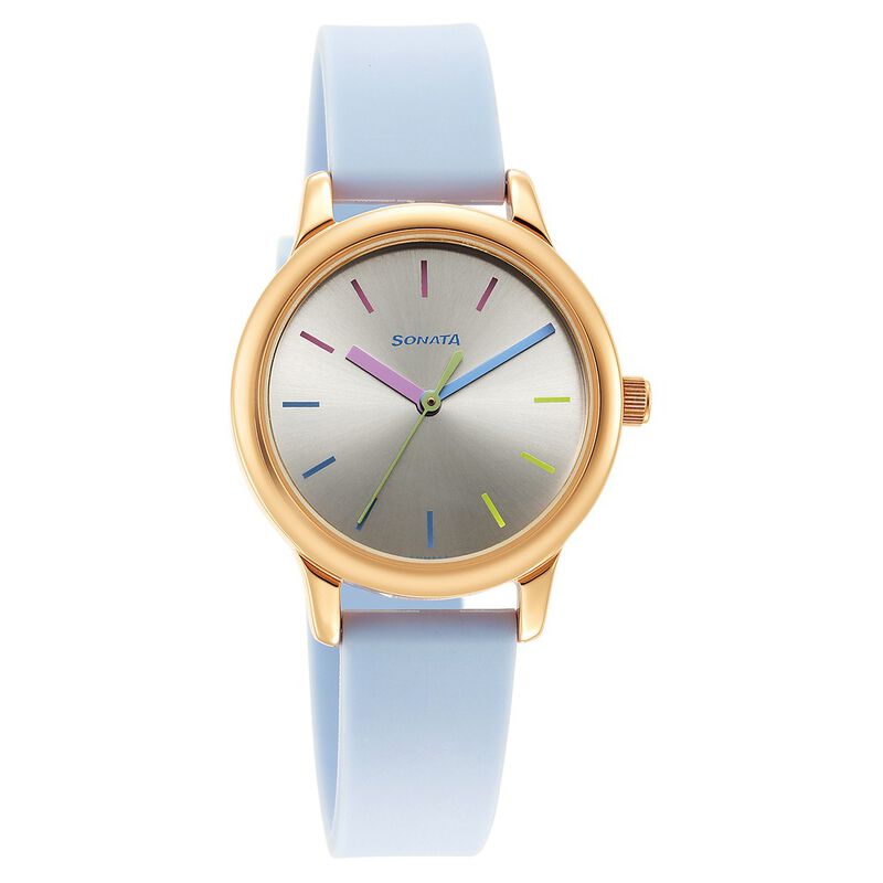 Sonata Splash Silver Dial Women Watch With Plastic Strap - image number 0