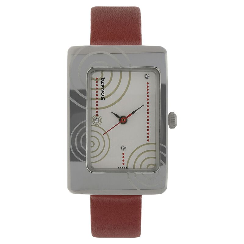 Sonata Quartz Analog White Dial Leather Strap Watch for Women - image number 0
