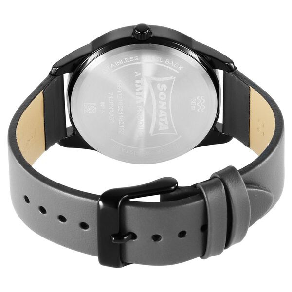 Sonata Force Quartz Analog Green Dial Leather Strap Watch for Men - image number 3