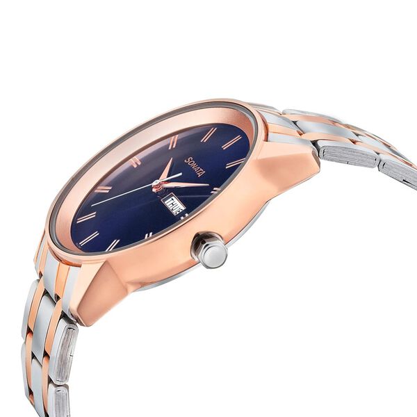 Sonata Quartz Analog with Day and Date Blue Dial Bimetal Strap Watch for Men - image number 2