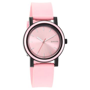 Sonata Pop Pink Dial Women Watch With Polyurethane Strap