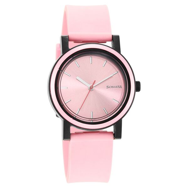Sonata Pop Pink Dial Women Watch With Polyurethane Strap - image number 0