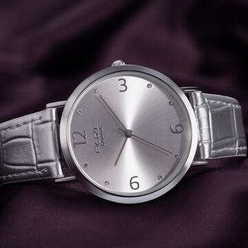Sonata Poze Quartz Analog Silver Dial Leather Strap Watch for Women
