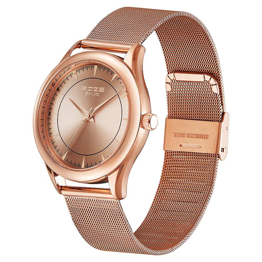 Poze by Sonata Quartz Analog Rose Gold Dial Stainless Steel Strap Watch for Men