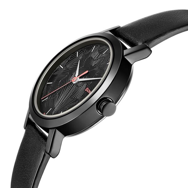 Sonata Linnea Black Dial Women Watch With Leather Strap - image number 2
