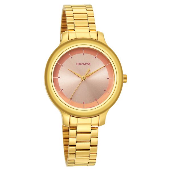 Sonata Gold Edit Pink Dial Women Watch With Stainless Steel Strap - image number 0