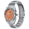 Poze Poze Quartz Analog Orange Dial Silver Metal Strap Watch For Men - image number 4