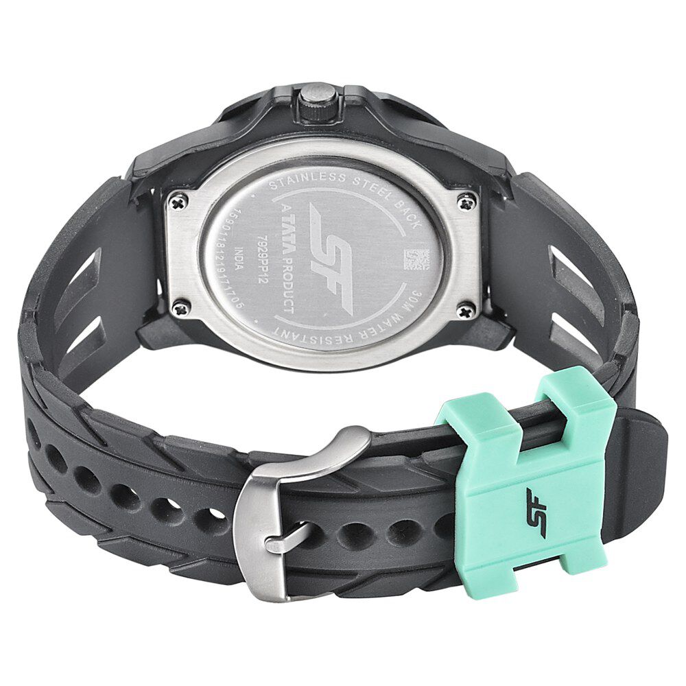 SF Quartz Analog Black Dial PU Strap Watch for Men
