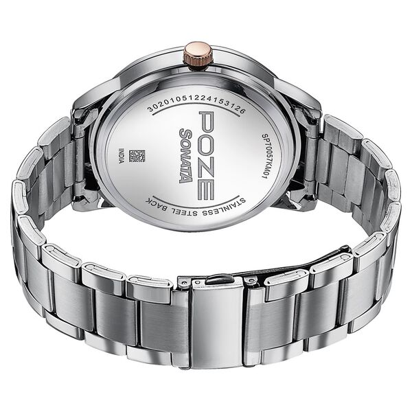 Sonata Poze Quartz Analog Silver Dial Stainless Steel Strap Watch For Men - image number 6
